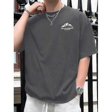 Imagem de Camiseta Masculina Basica T-shirt Minimalista Social Algodão - crushed