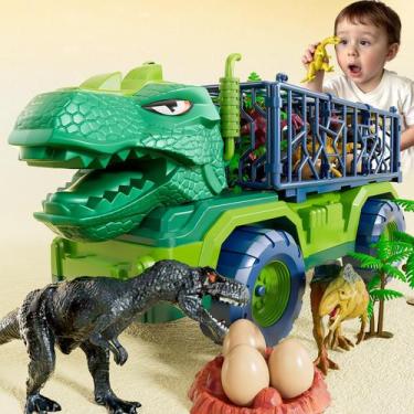 Imagem de Caminhão de dinossauros BLMukce com 8 bonecos de dinossauro para crian
