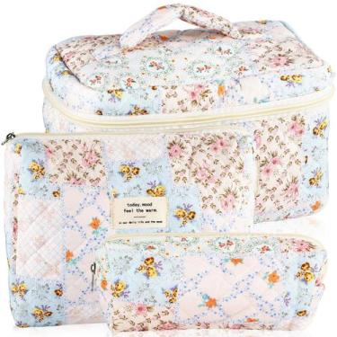 Imagem de Bolsa de maquiagem URSKYTOUS, algodão acolchoado, conjunto de 3 para m