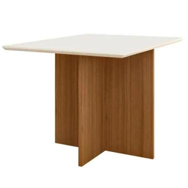 Imagem de Mesa Helo 120x90cm Poliman Cor Mel Off White - Estrela Móveis