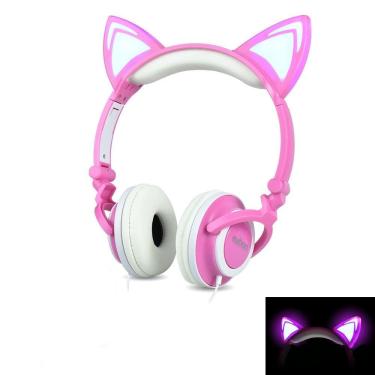 Imagem de Headphone Orelha de Gato Rosa com LED HFC22