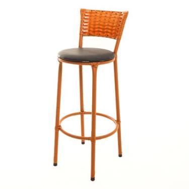 Imagem de Banqueta Alta Encapada Junco IMBUIA Area de Lazer Cozinha Balcão - ESP