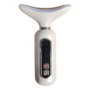 Imagem de Massageador Facial LED 3 Cores (Vermelho/Azul/Verde) – Lift, Anti-rugas, 3 Níveis de Vibração, Bivolt/Recarregável, USB-C, Portátil, Fototerapia para Rosto e Pescoço (Branco)