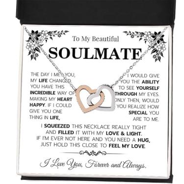 Imagem de SUTERY Colar romântico para alma gêmea, presente de joia para mulheres, To My Beautiful, presente de aniversário de esposa do marido, presente de namorada do namorado, presente de aniversário, Aço