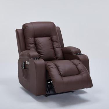 Imagem de Cadeira Poltrona do Papai Elétrica Reclinável Austin Massagem e Aquecimento com Porta Copos Entrada USB/USB-C PU Marrom Chocolate G94 - Gran Belo