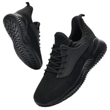 Imagem de VIPSUPER Tênis feminino de caminhada – Espuma viscoelástica, sem cadarço, academia, treino, enfermagem, conforto e trabalho, leve, Todo preto, 34