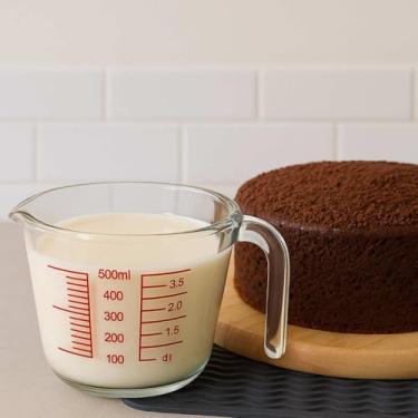 Imagem de Jarra Medidora de Vidro 500ml com Cabo Ergonômico e Bico, Copo Medidor Multifuncional para Cozinha, Bolos e Sobremesas