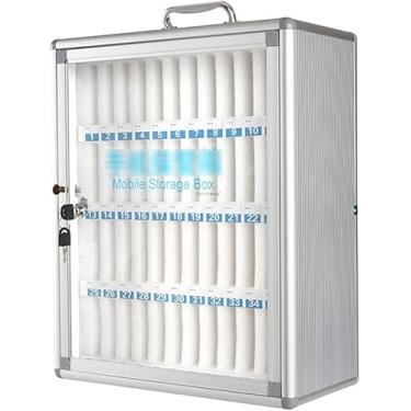 Imagem de Armário De Armazenamento De Telefone Organizador De Telefone Celular Transparente Montado Na Parede Caixa De Telefone Celular Para Funcionários Da Oficina Estudante Gerencia, Silver, 48 bits