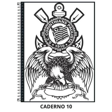 Imagem de Caderno corinthians capa dura - 1 matéria - 80 folhas - grande - Janda