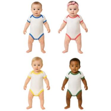 Imagem de Body Bebê Branco Acabamento Colorido, Malha, ideal para Sublimação e P