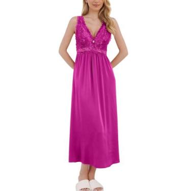 Imagem de Camisola ALCEA ROSEA, feminina, seda, cetim, sexy, renda