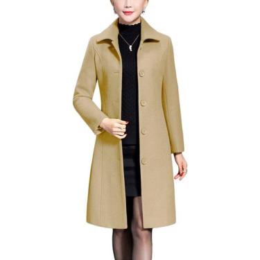 Imagem de Casaco Jenkoon feminino Wool Trench Casaco de inverno cáqui