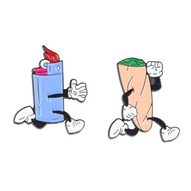 Imagem de Conjunto de 2 peças de alfinetes de lapela, sem corte e mais leve, presente engraçado para amantes de maconha 420 Stoner, 2 peças de broches de maconha de maconha, broche de emblema de maconha para