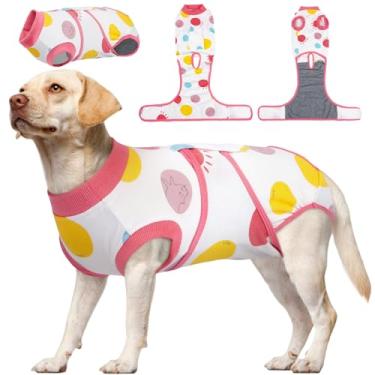 Imagem de Kuoser Terno de recuperação de cães fêmeas machos, body pós-cirurgia para esterilização, macacão para cães após cirurgia, roupa de recuperação cirúrgica para animais de estimação antilambida