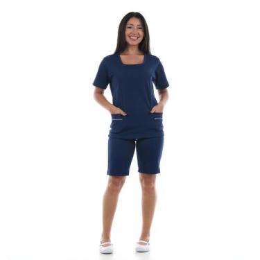 Imagem de Conjunto Babá, Doméstica Bermuda e Jaleco em Helanca - EBT Uniformes, 