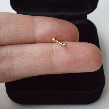 Imagem de Microbell reto ouro 18k mini mimo com diamante - no-brand