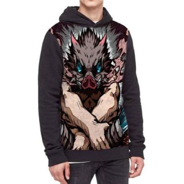 Imagem de Moletom Com Capuz Inosuke Kimetsu No Yaiba Ref:795 - smoke, Preto, GG