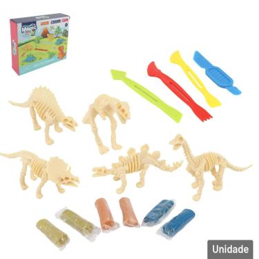 Imagem de Massinha de Modelar 16 Peças com Molde de Dinos - Tudo em Caixa