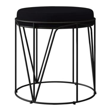 Imagem de Puff Aramado Preto Zaya L02 Suede Preto - LYAM DECOR