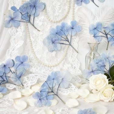 Imagem de 6 peças de hortênsia de flores artificiais com haste – para lacre de cera, convites de casamento e artesanato | Ideal para cartões comemorativos, caixas de presente, chá de bebê e decoração de