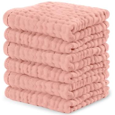 Imagem de Comfy Cubs Pacote com 6 toalhas de musselina para bebês – panos macios de 6 camadas de algodão para peles sensíveis – 25,4 x 25,4 cm, grandes, delicados, absorventes essenciais para recém-nascidos e
