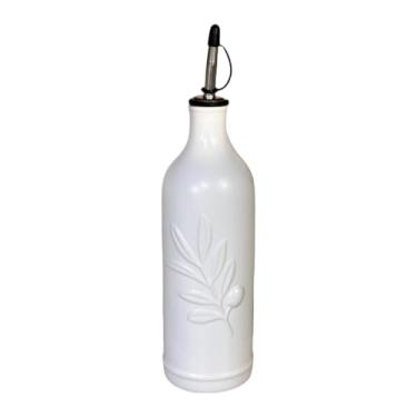 Imagem de DimyFew Dispensador de azeite de oliva de cerâmica, dispensador de vinagre, presente prático para cozinhar, 500ml, moderno, fácil de limpar e recarregar para, Branco Não Automático