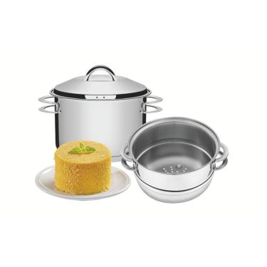 Imagem de Cuscuzeira Tramontina Solar Inox com Alças 2 peças 16cm