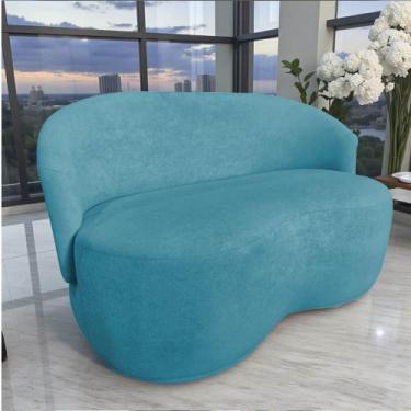 Imagem de Namoradeira Decorativa Beatriz Orgânica Suede Azul Turquesa - Mansão D