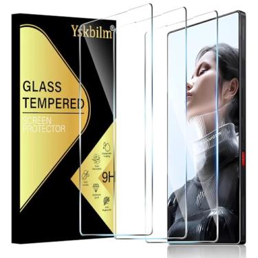 Imagem de Yskbilm (Pacote com 3) para ZTE Nubia Red Magic 11 Pro / 11 Pro + protetor de tela, vidro temperado frágil, dureza 9H, antiarranhões, compatível com capas, sem bolhas, transparente HD