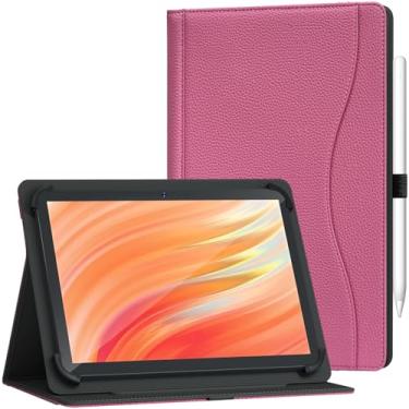 Imagem de GOZOPO Capa universal para tablet de 10,1 polegadas, suporte multiângulo, capa protetora de couro PU para tablet DOOGEE U11/U11 Pro/Blackview Tab90/9,6-11 polegadas (rosa)