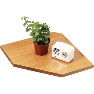 Imagem de Prateleira de parede de canto Conamily Oak Wood com furo de arame