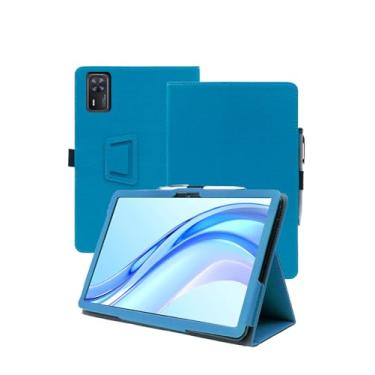 Imagem de Capa para tablet Doogee Tab E3+ Android 15 de 12 polegadas, capa de couro premium WUNIAK para Doogee Tab E3+ Tablet com alça de mão para tablet, azul claro