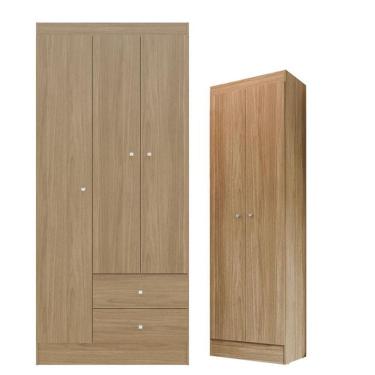 Imagem de Guarda Roupa Solteiro Versa 3 Portas Com Armário Multiuso Aura Freijó Fosco - Kits Paraná