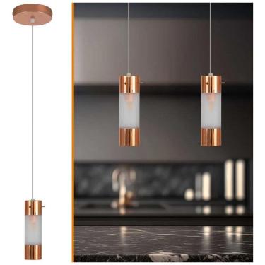 Imagem de 2X Luminaria Pendente Sala Quarto Teto Moderno Aço Vidro Cob