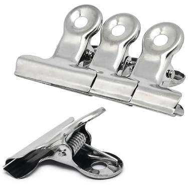 Imagem de 40 peças de clipe de bilhete de aço inoxidável prateado com cabeça redonda, clipes de papel para fichário multiuso para arquivos, artesanato, sacos de comida, desenho, foto na cozinha e escritório