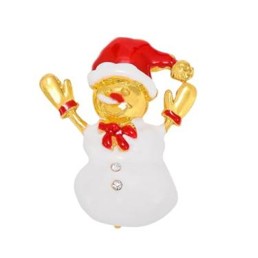 Imagem de Lindo boneco de neve de Natal, chapéu de Papai Noel, broche de lapela - laço vermelho esmaltado, luvas de Natal, acessórios de roupas, broches, alfinetes, para suéter, vestido, distintivo, moda