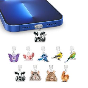 Imagem de FINCIBO Conjunto de 9 peças de berloque de plugue de poeira compatível com porta de carregamento tipo C, acessórios de plugue de poeira USB-C para celulares, tablets, leitores de e-Reader, amantes de