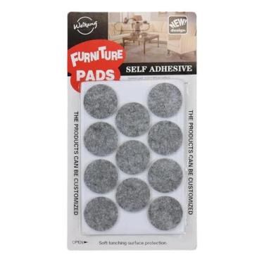 Imagem de Guarnições para Móveis em Feltro Redondo (22 Unidades) – Protetor Adesivo Cinza de Poliéster para Pés de Cadeiras e Mesas – Anti-Risco e Antirruído para Pisos de Madeira e Porcelanato