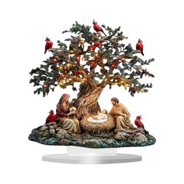 Imagem de BLWOTMOR Presépio de Natal 2D Plano, Decoração Da Sagrada Família, Enfeite de Mesa Leve E Atraente para Lareira E Sala de Estar, Style a