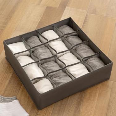Imagem de Caixa organizadora de gaveta com compartimentos, caixas de armazenamento dobráveis para roupas íntimas, meias e lingerie