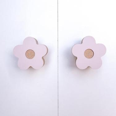 Imagem de 10 Puxadores Flor Rosa Infantil Gaveta Cômoda Móveis Porta Quarto