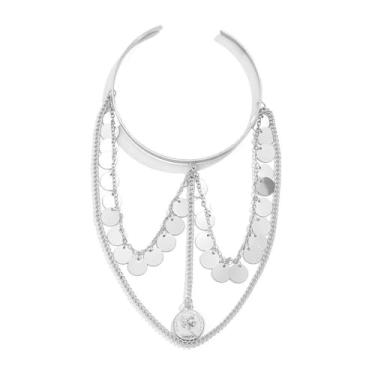 Imagem de Pulseira de braço prata dourada minimalista para mulheres braçadeira ajustável borla braçadeira (prata)