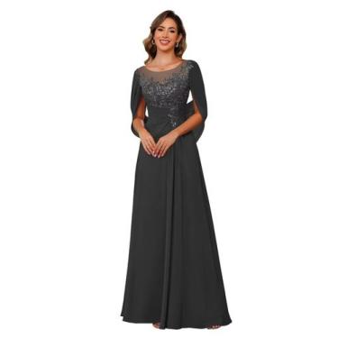 Imagem de Vestido RUMUGUYA, longo, preto, feminino, gola redonda, renda, EUA 12