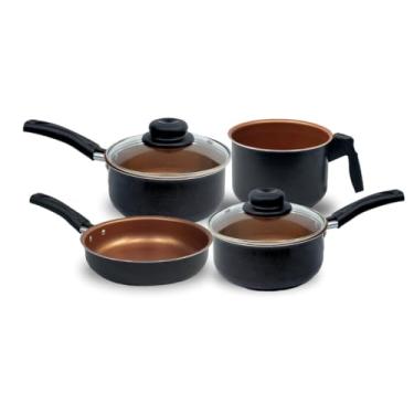 Imagem de Jogo De Panela Kit Conjunto Panelas Veneza Antiaderente Forte 4 Pcs(Cobre)