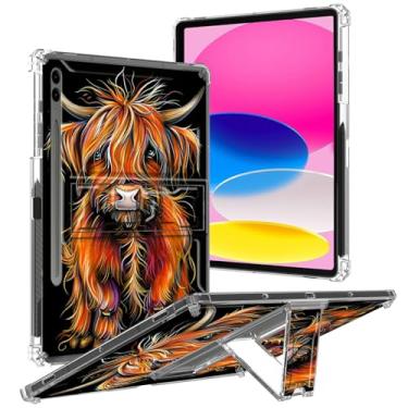 Imagem de Capa para Samsung Galaxy Tab S9 FE Plus 5G 12,4 polegadas 2023 com suporte e suporte para caneta, capa transparente de TPU leve à prova de choque para Galaxy Tab S9 FE+ 12,4 polegadas, linda vaca