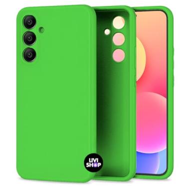 Imagem de Capa Case Capinha Compatível Samsunng Galaxy A25 Silicone Com Bordas Elevadas Aveludada Forro Premium (VERDE LIMÃO)