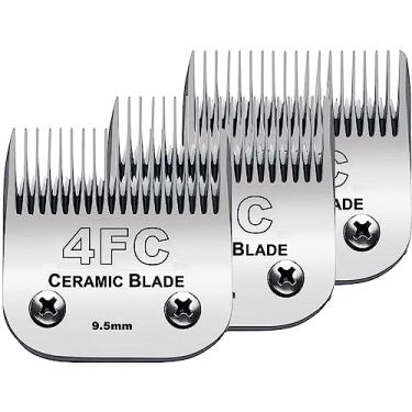 Imagem de 3 peças 4FC lâminas de substituição para tosador de cães compatíveis com Andis Pet Clipper/Oster A5/Wahl KM Series Dog Clipper/Wahl KM, lâmina de cerâmica e lâmina de aço inoxidável