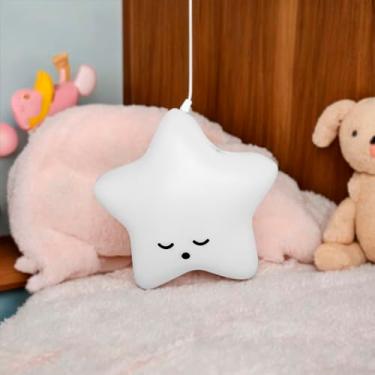 Imagem de Luminária Infantil Estrela Pendente, Luz Noturna LED em Forma de Estrela, Branca, Decorativa para Quarto de Bebê e Criança