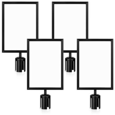 Imagem de Pacote com 4 suportes de letreiros, molduras de exibição de pôster de retrato para tamanho carta de 21,6 cm x 28 cm, moldura dupla face para sinalização pública com capa, para controle de multidão