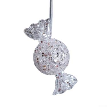 Imagem de Enfeite de árvore de Natal de floco de neve de plástico com acabamento brilhante rosa brilhante, decoração de pendurar leve para grinaldas de férias, guirlandas e exibições de festa de inverno, design